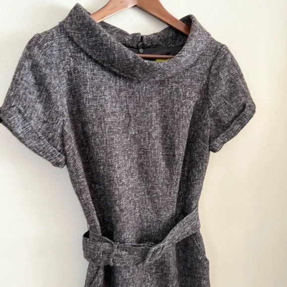 Banana Republic Brown Tweed Belted Sheath Dress Size 10 - Picture 2 of 10